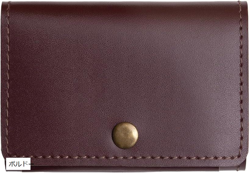 ミニ財布 メンズ コンパクト 小さい財布 コンパクト財布 本革(ボルドー)