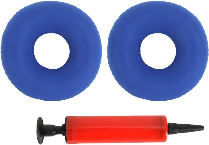エアークッション エアーポンプ 座布団 携帯 ドーナツ 円座 枕 ドーナツクッション( ブルー（2個セット）)