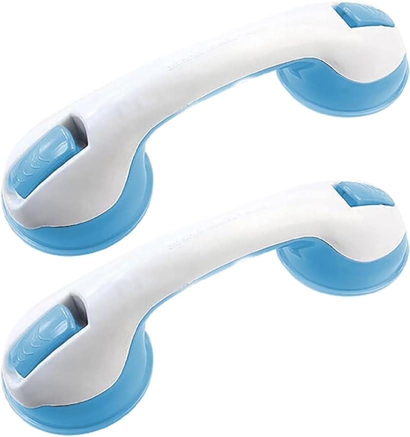 手すり 吸盤式 浴室・トイレ用 2個セット ブルー (ブルー)