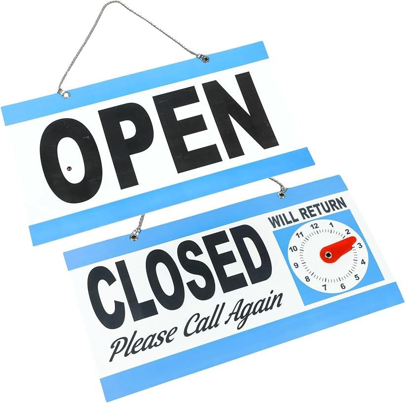 Open Close 看板 プレート sign サイン 標識 両面 営業中 開店 閉店 お知らせ 時間 表示