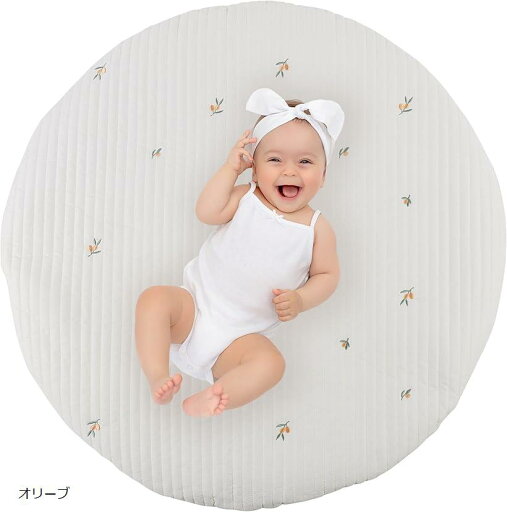 ベビーマット プレイマット ベビージム 円形 月齢フォト 直径80cm ファスナー付き(オリーブ) ベビーマット プレイマット ベビージム 円形 月齢フォト 直径80cm ファスナー付き(オリーブ)