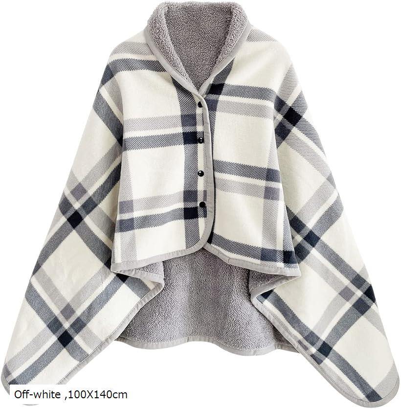 ひざ掛け ブランケット 膝掛け 厚手 軽量 昼寝用 吸湿発熱 静電気防止 防寒対策 オフィス アウトドア 出張 キャンプ オフホワイト(オフホワイト, 100X140cm)のサムネイル