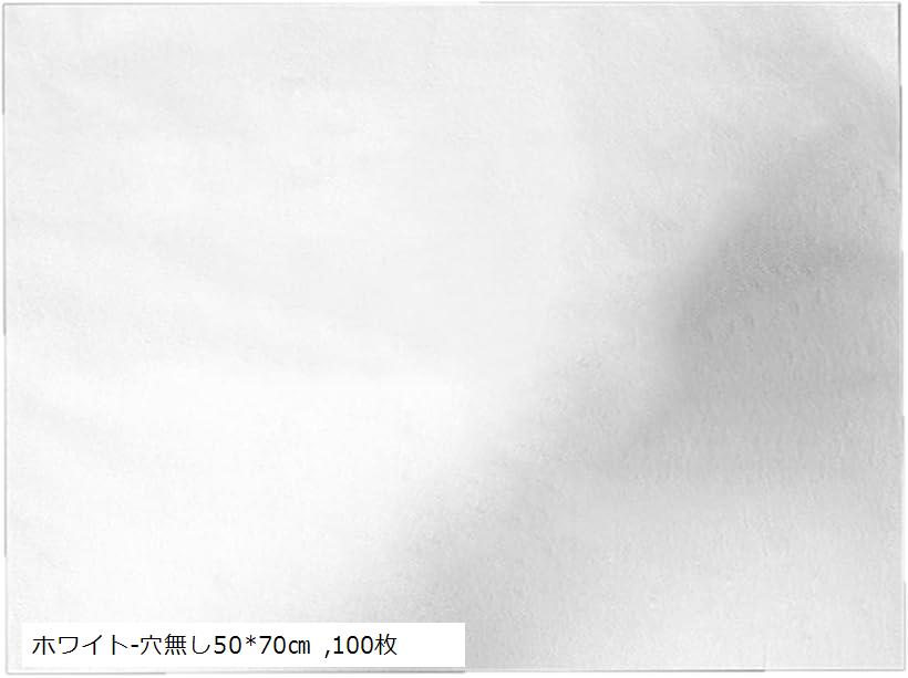 ピローシート 薄手 100枚セット 使い捨て 不織布 マッサージ エステサロン用 業務用 (ホワイト-穴無し50x70cm, 500mmx700mm 100枚)
