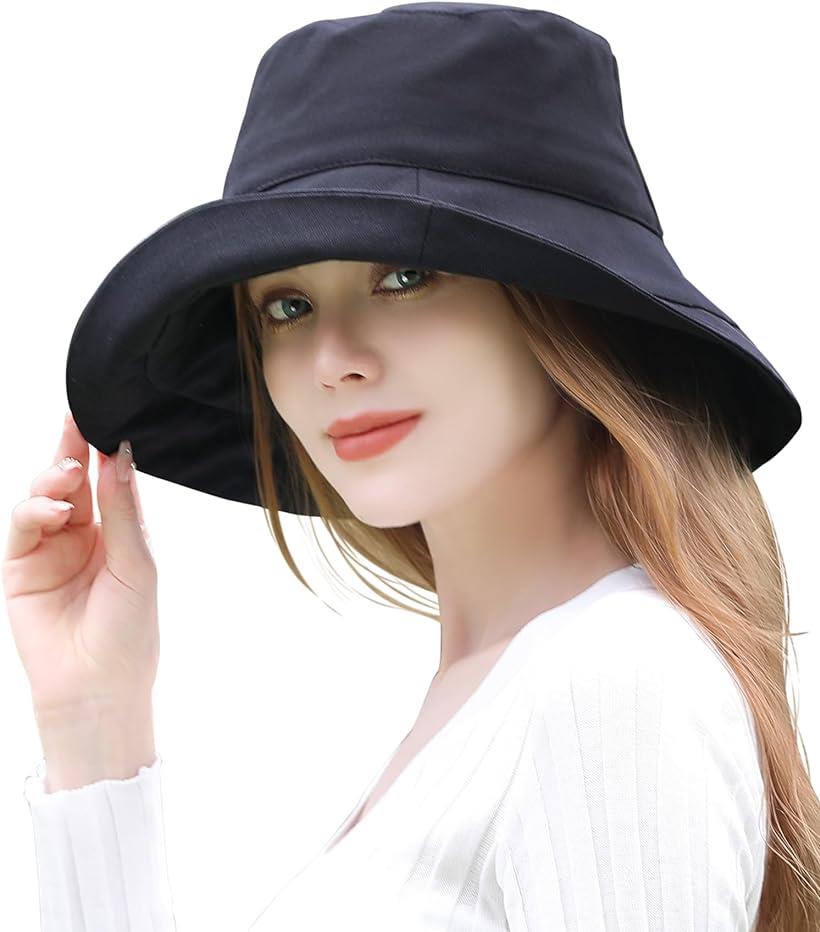 UVカット 遮光 エレガントハット 日焼け防止 日除け帽子 帽子 レディース 紫外線 ハット (L, クラシックブラック)