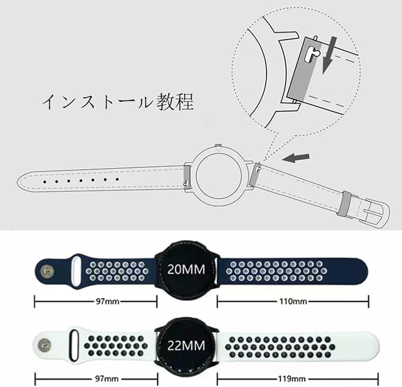 腕時計バンド 多孔通気 シリコンベルト 防水ソフト 快適工具なしで簡単交換 腕時計ベルト 黒+赤(ブラック/レッド, 20MM)
