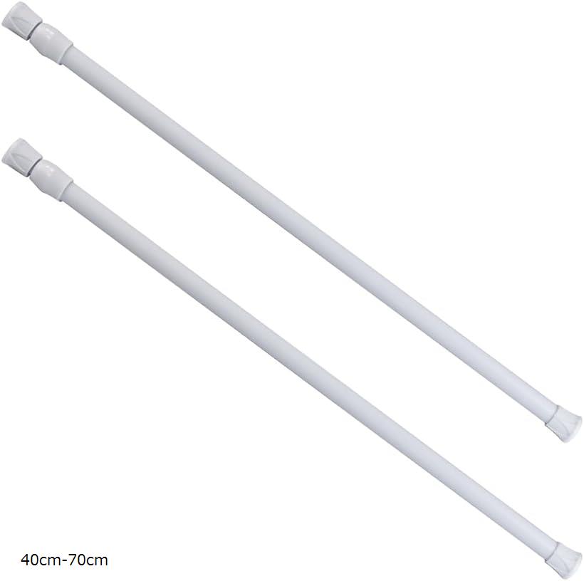 突っ張り棒 2本 収納棚 スペース拡張 サイズ調整 滑り止め 取り外せる カーテン 40cm-70cm (40cm-70cm)