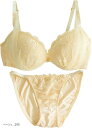 レディース ブラジャー ショーツ 上下セット ブラショーツセット ブラジャーショーツセット 女性下着 3/4 カップ 脇高 小さめ 非光沢(ベージュ, D75)(4)