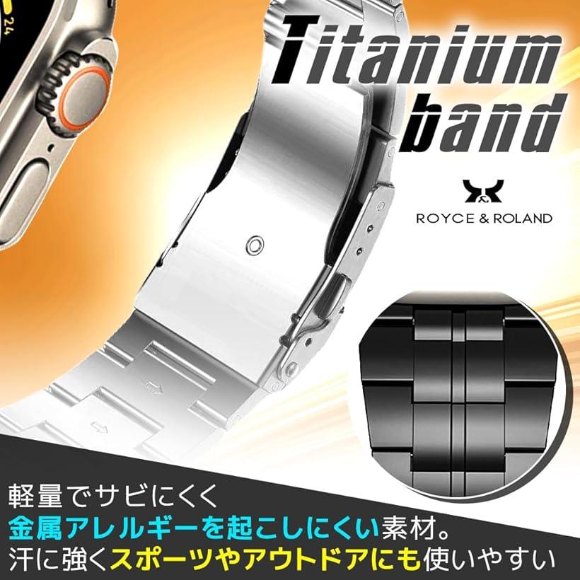 Apple watch バンド Ultra 3/2/1 対応 49mm Series 10/9/8/7/6/5/4/SE 46/45/44mm おしゃれ アップルウォッチ チタン ウルトラバンド スポーツ メンズ(シルバー)