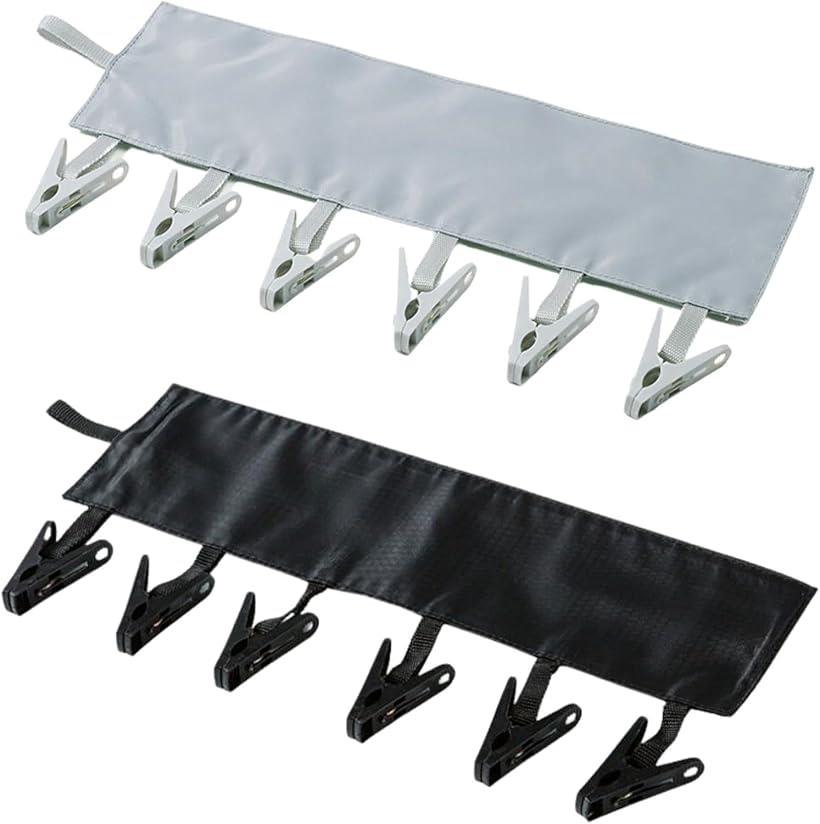 旅行に便利ハンガーピンチ 洗濯用 クリップ トラベル 洗濯ばさみ 折畳み 携帯ハンガー 2個 セット (ブラック&グレー, Small)