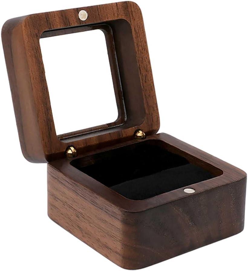 ルナリ リングケース 木製 リングボックス 指輪 ケース シンプル ウッド ジュエリー ボックス 持ち運び 収納