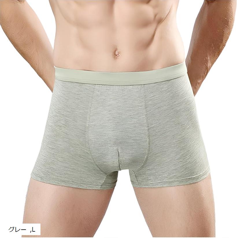 使い捨てボクサーパンツ 男性用下着 綿100％ 10枚セット 携帯 旅行 災害(グレー, L)