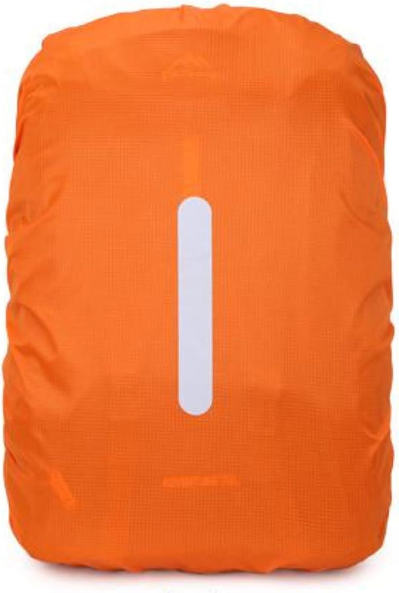 リュックカバー 防水 ザックカバー バックアップカバー 大きめ レインカバー バッグカバー 雨よけ 反射板付き 落下防止 撥水 収納袋付き BE100( オレンジ, 2XL (75-85L))