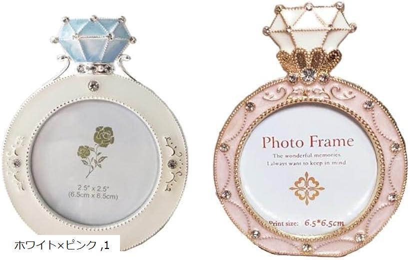 フォトフレーム 写真立て 写真フレーム おしゃれでかわいい リング型 ホワイトxピンク(ホワイトxピンク, 小)