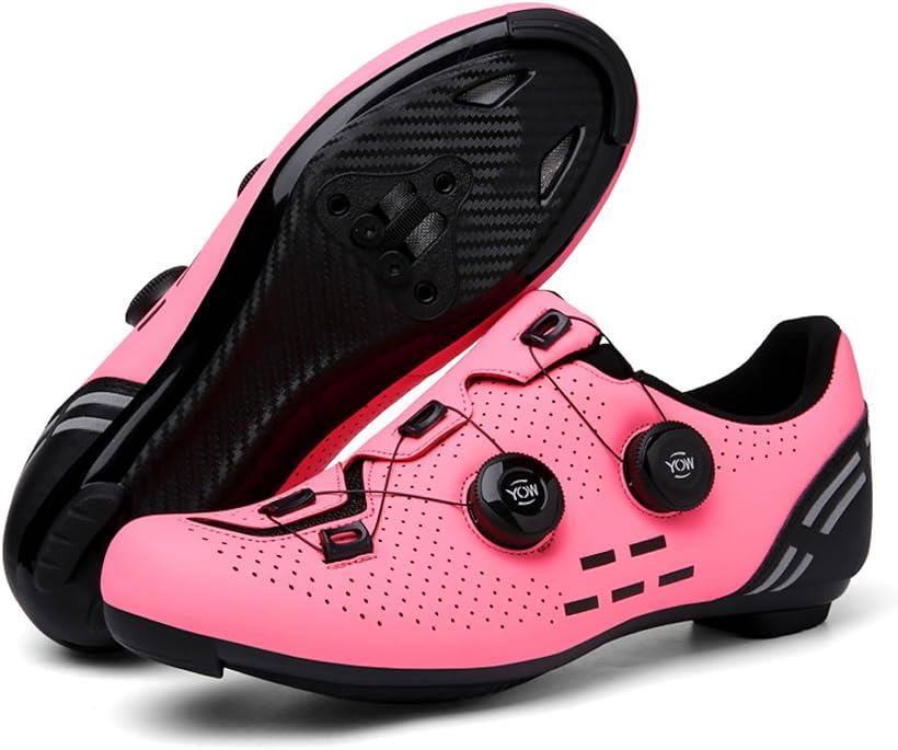 ロードシューズ ビンディング サイクル 靴 SPD SL LOOK 対応( ピンク, 24.0 cm)
