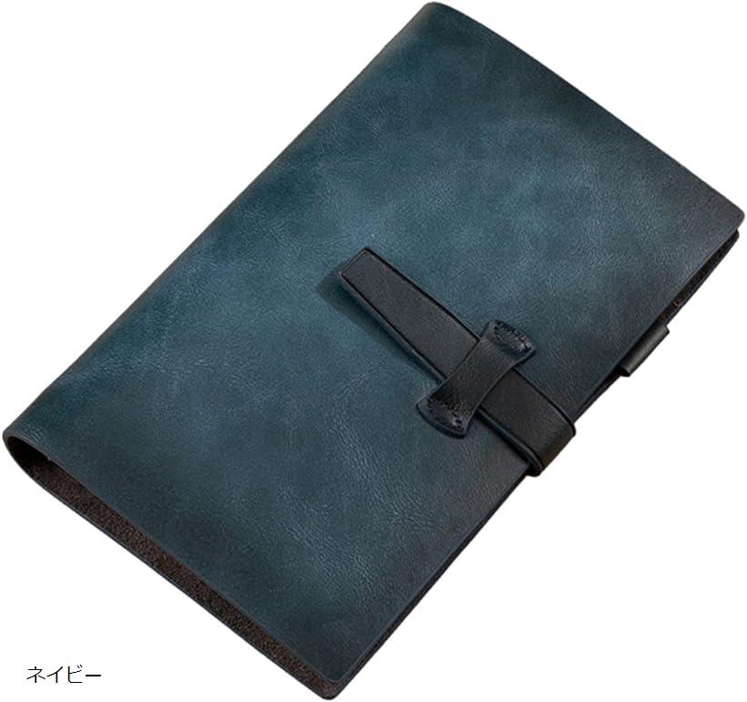 システム手帳 メモ帳 手帳カバー 手帳ケース ノート PU バイブル ビジネス 仕事用 (ネイビー)