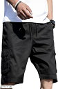 カーゴパンツ メンズ ハーフ 膝上 短パン アウトドア 綿100%(ブラック, 2XL)