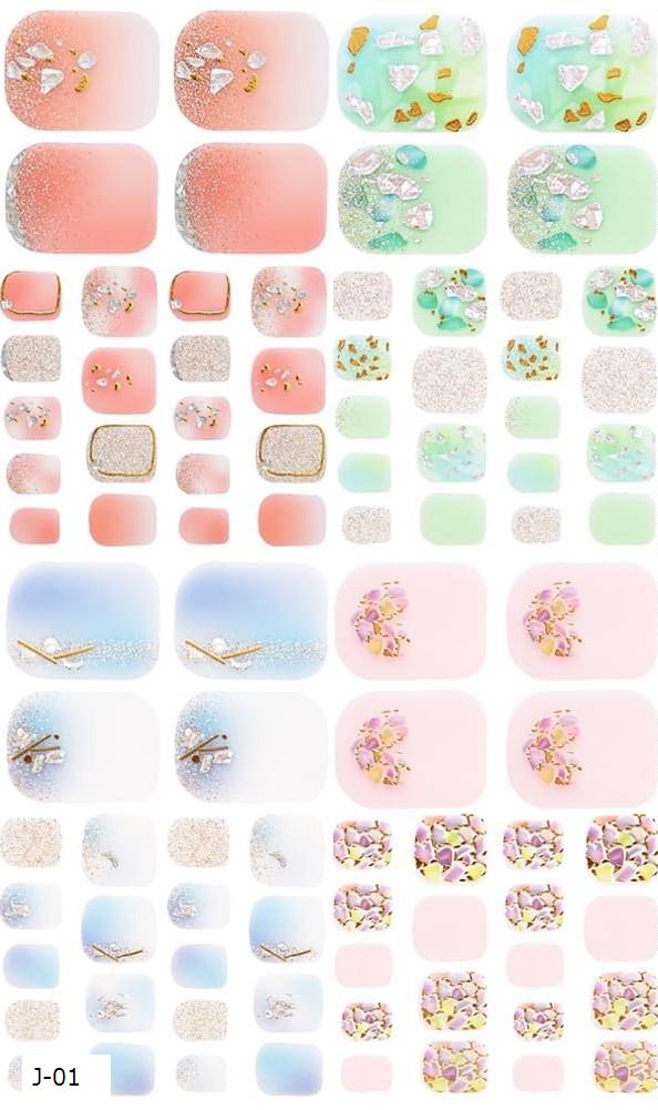 4種類 損傷のない 足の爪 ネイルシール ネイルステッカー ネイルラップ ネイルアクセサリー リアルネイルジェールステッカー 女性 可愛い人気 おしゃれな 上級...