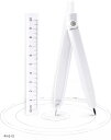 コンパス 製図用 学用品 作図ツール 多機能コンパス 幾何学 中学生 小学生 文房具 両針 小型 収納ケース付 鉛筆替え芯付き スクールコンパス 事務用品(4in1-白)