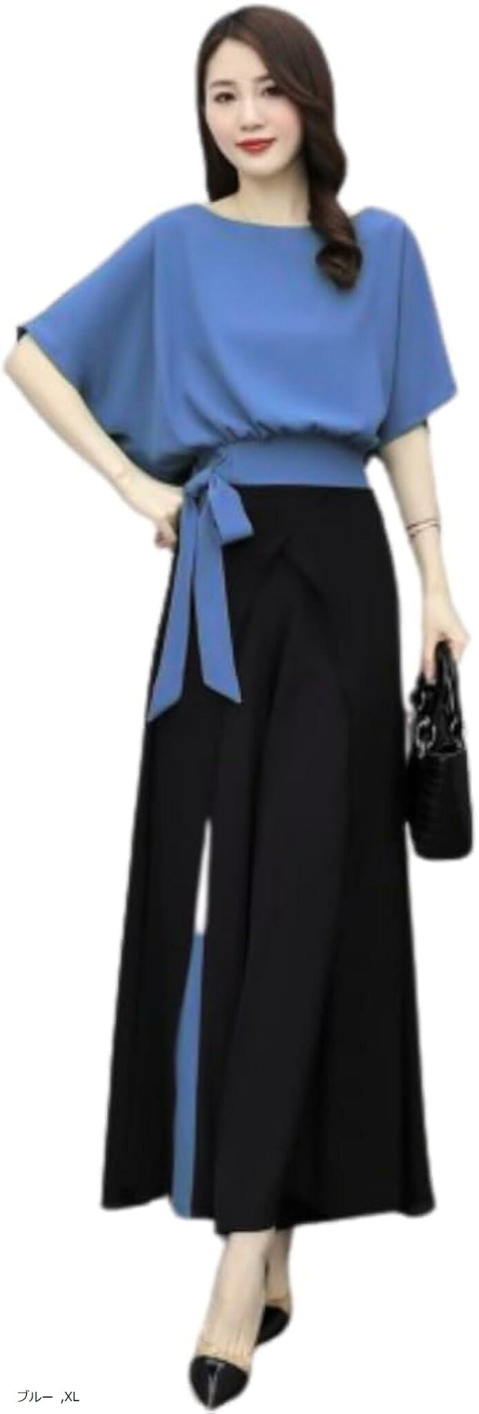 レッドレイ スーツ レディース 上下セット パンツ Aライン フォーマル(ブルー, XL)