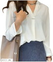 レッドレイ ブラウス シャツ 長袖 Vネック レディース(ホワイト, 2XL)