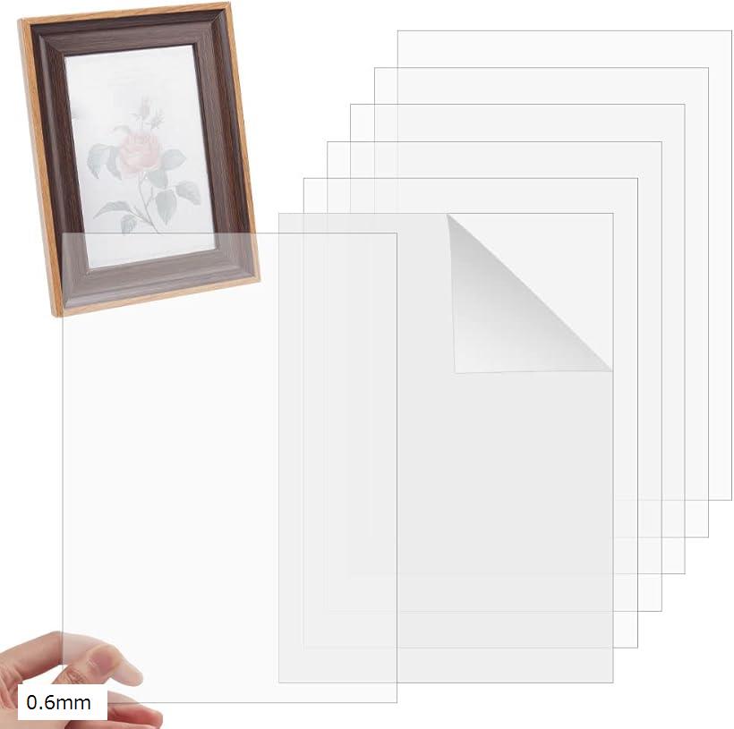6枚 額縁用アクリル板 0.6mm 有機ガラス板 透明 296x210mm 交換 アクリルシート 薄いシート 写真 フォ..
