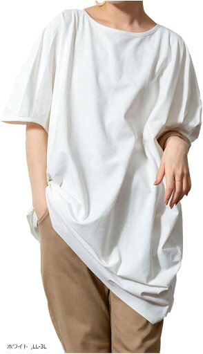 チュニックtシャツ レディース 半袖 春 夏 ゆったり 無地 薄手 綿100 ロング tシャツワンピース 可愛い おしゃれ 部屋着(ホワイト, LL-3L) チュニックtシャツ レディース 半袖 春 夏 ゆったり 無地 薄手 綿100 ロング tシャツワンピース 可愛い おしゃれ 部屋着(ホワイト, LL-3L)