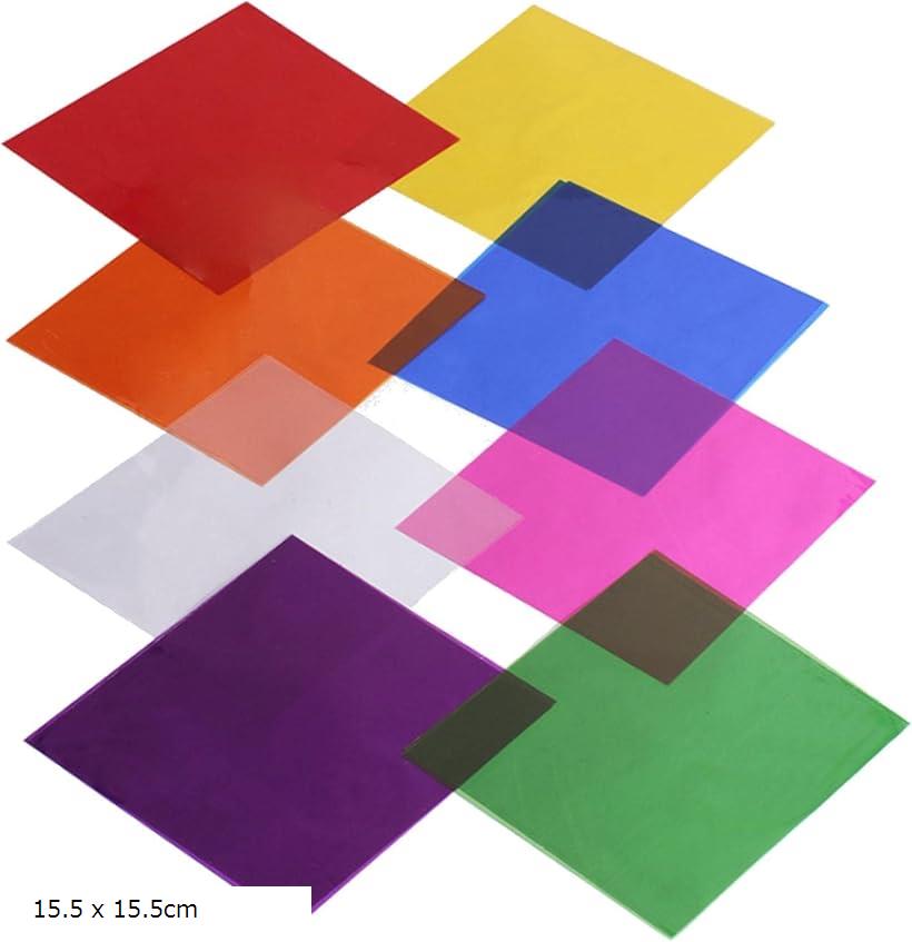 セロファン シート セロハン ラッピング 工作 透明紙 色付き 8色 120枚セット 15.5 x 15.5cm (透明, 15.5 x 15.5cm)