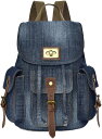 デニムリュック ポケット多数 リュックサック バックパック backpack カジュアル レディース デニム素材(インディゴブルー, M)(4)