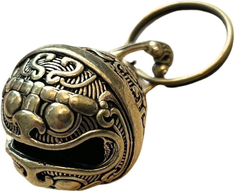 キーホルダー 獅子 鈴 ガーディアンベル 風水 ペンダントトップ 真鍮 アンティーク 金運 チャーム アク..