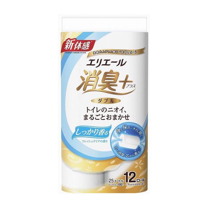 【6個セット】 大王製紙 エリエール消臭+トイレットティシューしっかり香るフレッシュクリアの香り12ロール(ダブル) まとめ買い(代引不可)【送料無料】