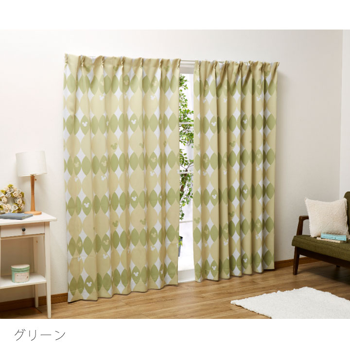 三ツ丸ミッキー 遮光カーテン 北欧風 2級遮光 2枚組 幅100 丈135 丈178 cm 丈200cm ウォッシャブル 丸洗い Disney ディズニー(代引不可)【送料無料】【S1】 [3]