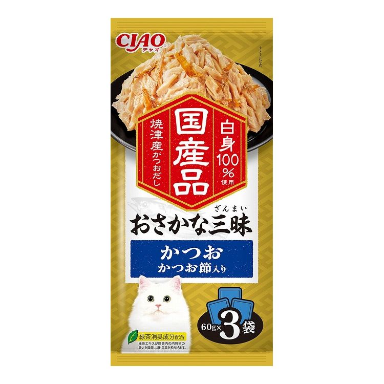 【2個セット】 CIAO おさかな三昧 かつお かつお節入り 60g×3袋 x2
