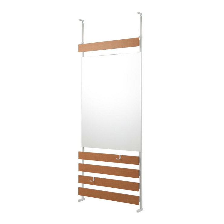 日本製 突っ張り 立体ラック 収納ラック ミラーラック 幅80cm 通常タイプ ナチュラル リビング リビングおしゃれ シンプル(代引不可)【送料無料】