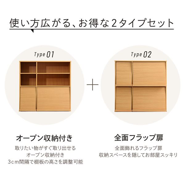 ディスプレイラック 収納ラック 〔2個セット ホワイト〕 幅約92cm フラップ扉付き ...