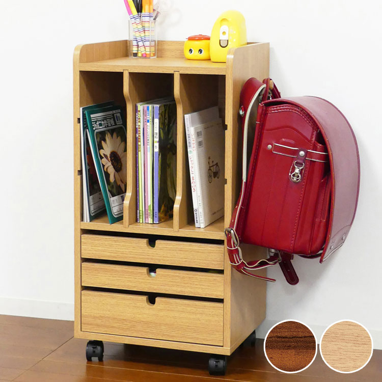 リビングワゴン 幅36.5cm ランドセルラック ランドセルワゴン キャスター付き スリム キッズ収納 子供..
