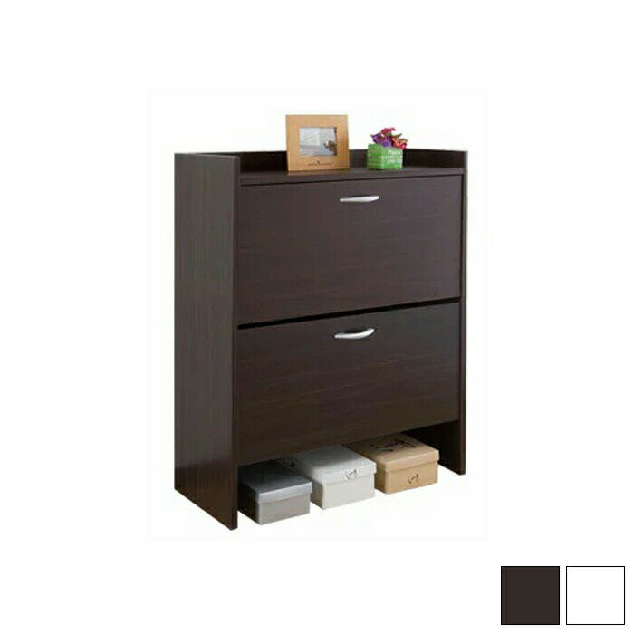 シューズラック 2段 省スペース 通気口付き シューズボックス 収納 収納家具 玄関収納 FM-1002(代引不..