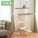 キャットタワー スリム 天然木 クッション手洗い可 木目 クッション取り外し可 コンパクト 60×54cm ナチュラル 北欧 シンプル ストレス解消 猫用タワー...