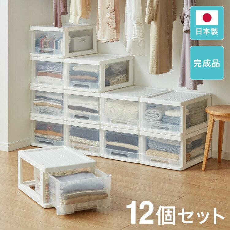 収納ボックス 収納ケース 12個セット 日本製 完成品 衣装ケース 押入れ収納 衣類ケース クローゼットケース 小物収納 引き出し 衣類収納 押し入れ収納 チェスト(代引不可)【送料無料】