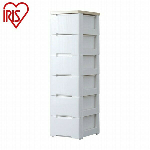 アイリスオーヤマ ウッドトップチェスト HG-326 ホワイト/ペアー ウッドトップチェスト 6段 幅32.4cm ..