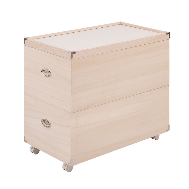 日本製 大川家具 桐 雛人形収納 2段 消臭 竹炭シート入り 収納 桐収納 雛人形 国産 二段 竹炭 消臭 防臭 木目調 収納箱(代引不可)【送料無料】(3)