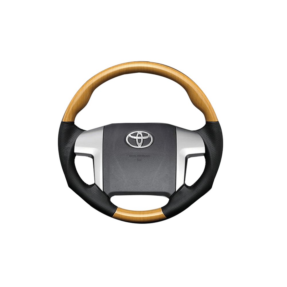 (黄木目×ダークグレー) ガングリップ ウッド×パンチング 本皮調 レザーステアリング マークXジオ 10系 FEGGARI LS33-011 専用設計 高品質