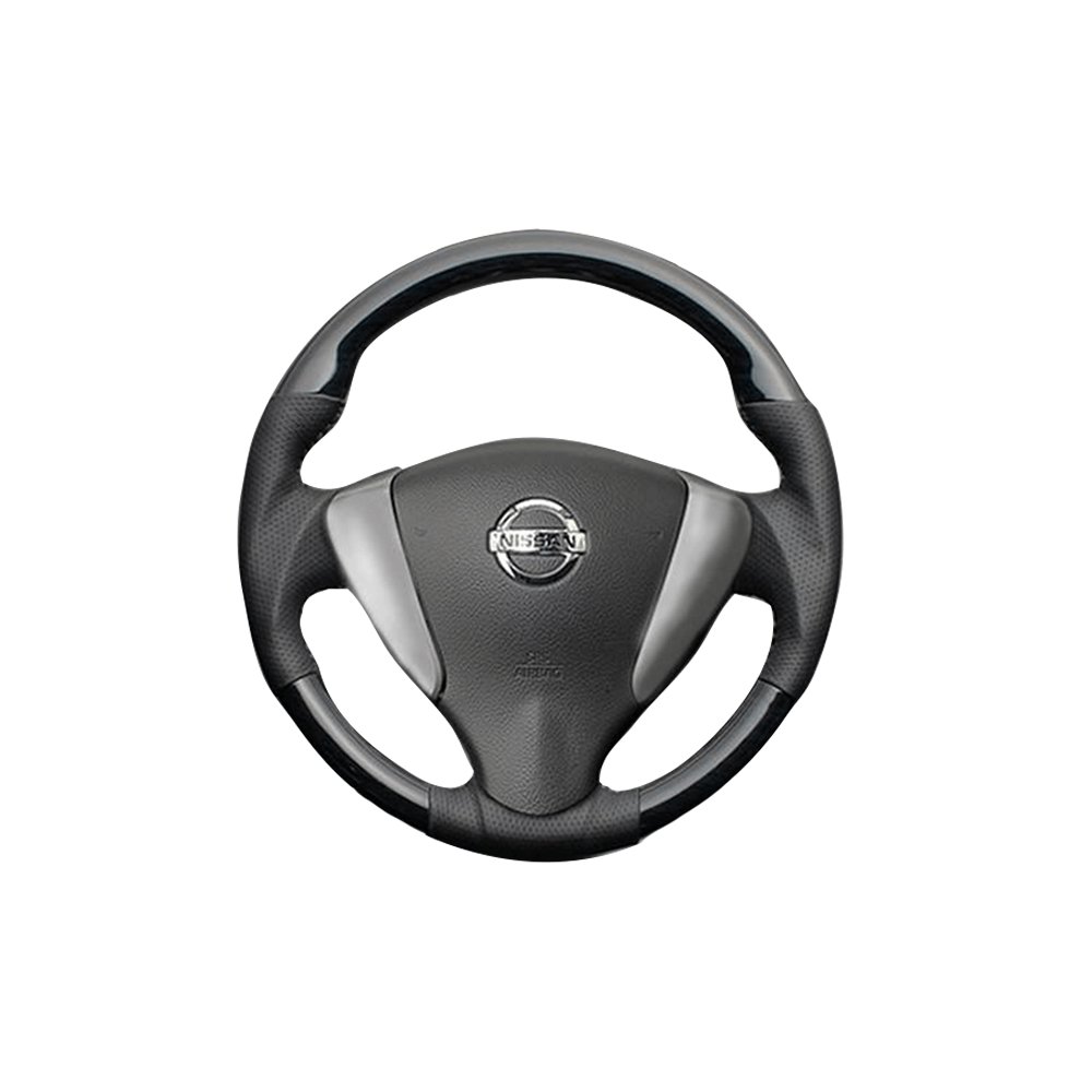 (黒木目) ガングリップ ウッド×パンチング 本皮調 レザーステアリング キャラバン NV350 E26 前期用 GX FEGGARI LS08AN-001 車種専用設計 高品質