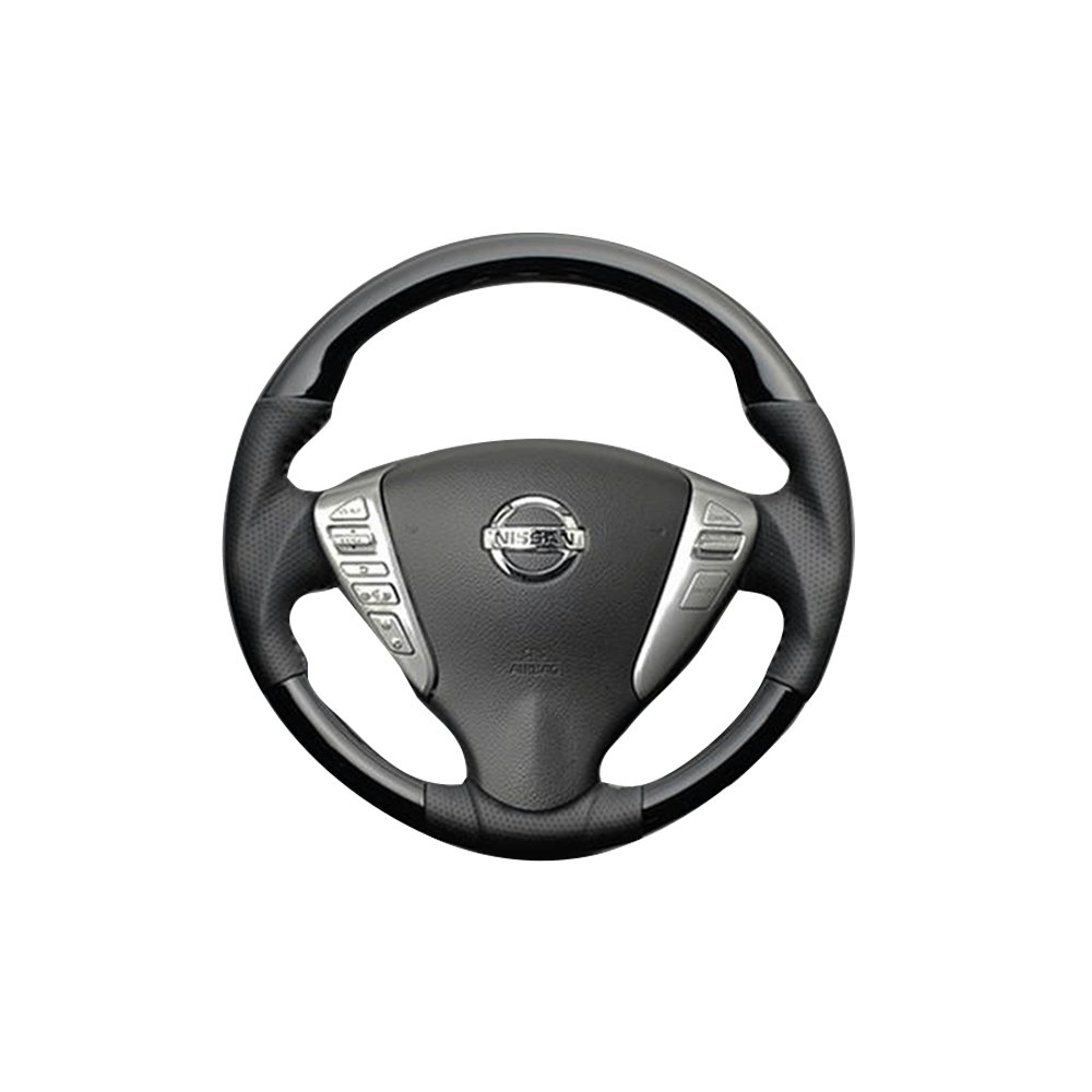 (ピアノブラック) ガングリップ ウッド×パンチング 本皮調 レザーステアリング セレナ C26 FEGGARI LS08CN-004 車種専用設計 高品質