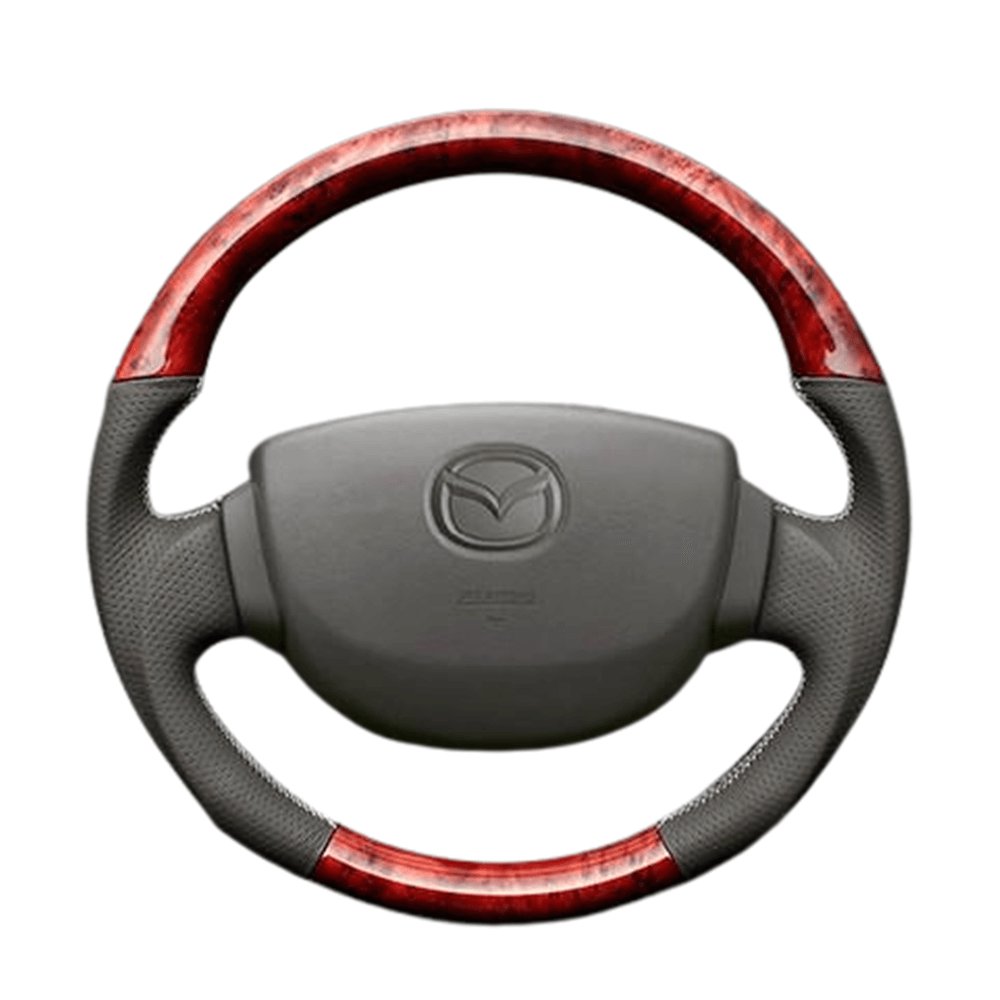 (茶木目×ベージュ×シルバーユーロステッチ) ガングリップ ウッド×パンチング 本皮調 レザーステアリング スクラムバン DG17V系 FEGGARI LSEV-VWDS-004