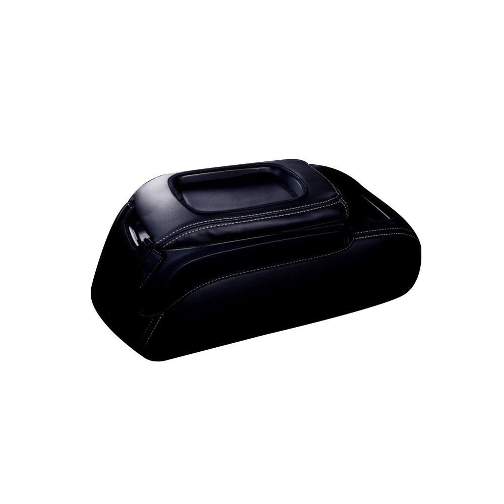 (ブラック×シルバー) コンソールBOXレザーカバー ハイエース / レジアスエース 200系 5型 標準車 S-GL用 FEGGARI CLCN-B-SS-006