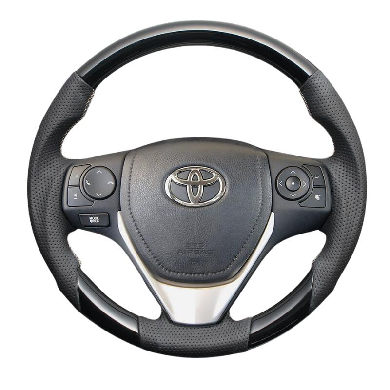 ユーロステッチ採用 (ピアノブラックxシルバーステッチ) ガングリップステアリング アイシス ZGM10系 H16/9-H29 LS193 純正3スポークデザインのみ対応