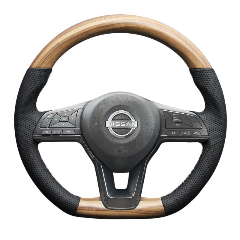 高品質の証ユーロステッチ採用 (マットアッシュブラウンxシルバーステッチ) 純正交換ガングリップステアリング ノート E12 H24/9-R2/12 LS254