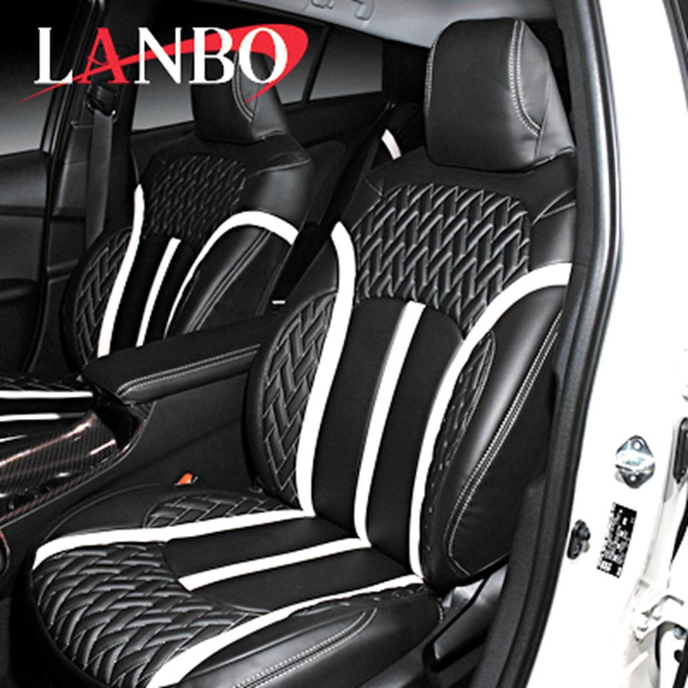 (ブラック×ホワイト) G・L / G・L Honda SENSING レザーシートカバー Type LUXE N-BOX / N-BOXカスタム JF3/4 2列目：アームレスト無し