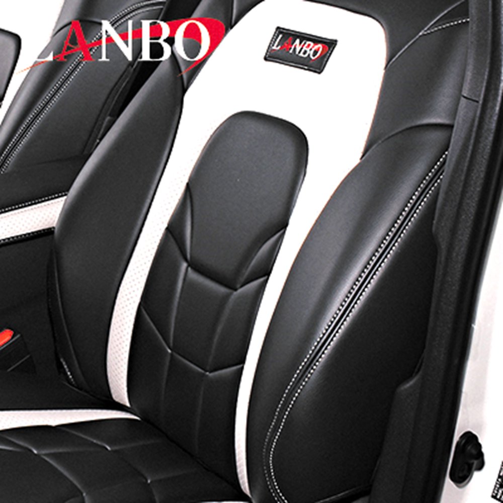 (ブラック×ホワイト) G・L / G・L Honda SENSING レザーシートカバー Type VOID N-BOX / N-BOXカスタム JF3/4 2列目：アームレスト無し