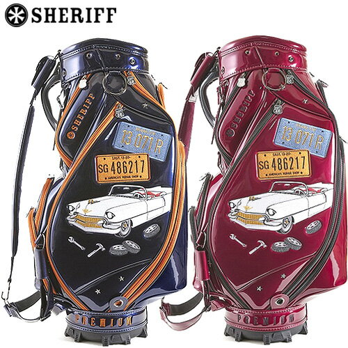 数量限定【シェリフ】プレミアムモデルSP-011 キャディバッグ SHERIFF9.5型 5分割 4.6kg エナメル各色限定50本 限定シリアル入りキャディーバッグ ゴルフバッグメンズ 男性 キャデラック 車2024春夏 24SS【送料無料】【ゴルフ】